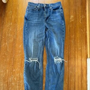 AYR The Yes Yes Yes Straight Leg Denim Jeans Distressed Blue Size 26